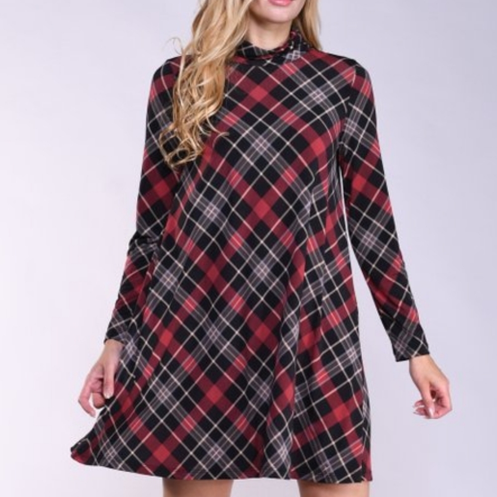 LBISSE Tartan Plaid Tunic